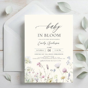 Wildblomma Baby i Bloom Baby Shower Garden Inbjudningar