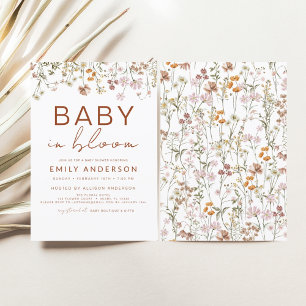Wildblomma Baby i Bloom Baby Shower Garden Inbjudningar