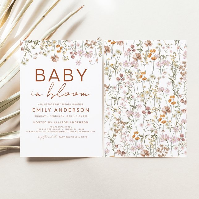 Wildblomma Baby i Bloom Baby Shower Garden Inbjudningar (Skapare uppladdad)