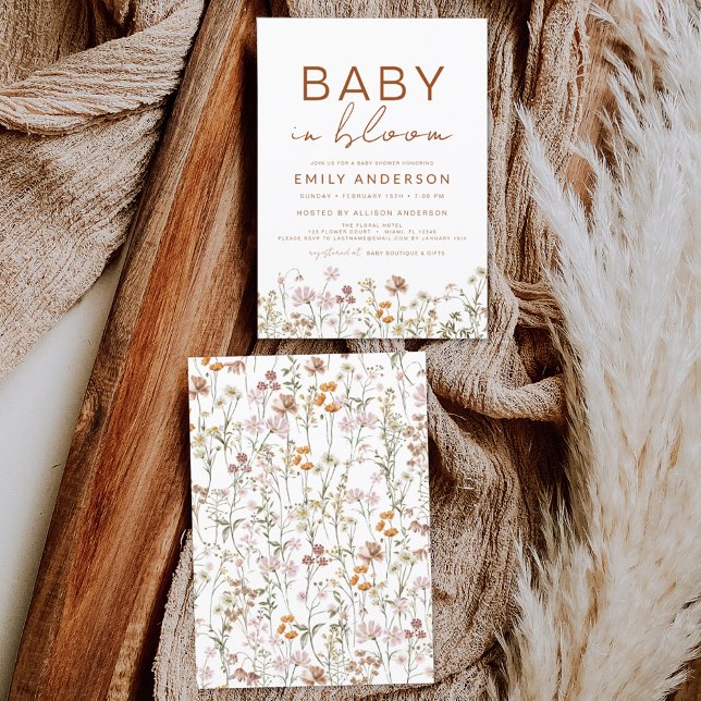 Wildblomma Baby i Bloom Baby Shower Garden Inbjudningar (Skapare uppladdad)