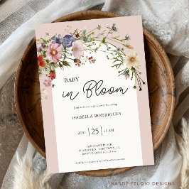 Wildblomma Baby i Bloom Baby Shower Inbjudningar