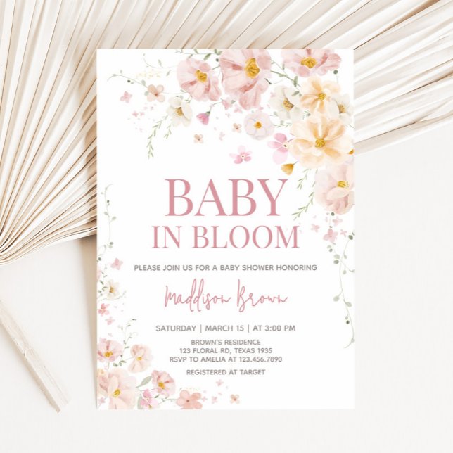 Wildblomma Baby i Bloom Baby Shower Inbjudningar (Baby in Bloom Wildflower Baby Shower Invitation
)