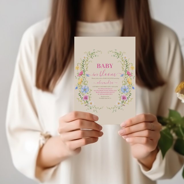 Wildblomma Baby i Bloom Baby Shower Inbjudningar (Skapare uppladdad)