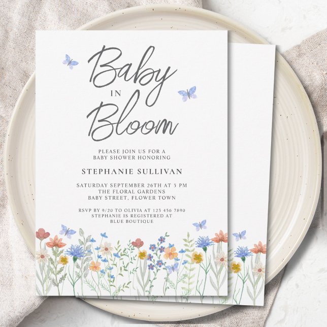 Wildblomma Baby i Bloom Baby Shower Inbjudningar (Skapare uppladdad)