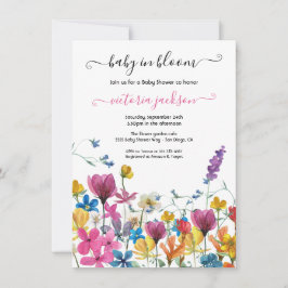 Wildblomma Baby i Bloom Baby Shower Inbjudningar