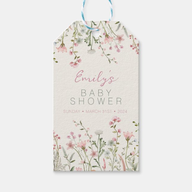 Wildblomma Baby i Bloom Baby Shower Presentetikett (Framsidan)