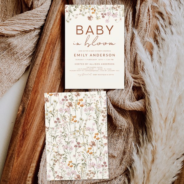 Wildblomma Baby i Bloom Baby Shower Terracotta Flygblad (Skapare uppladdad)