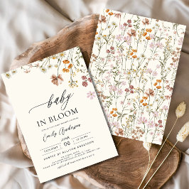 Wildblomma Baby i Bloom Baby Shower Terracotta in Inbjudningar