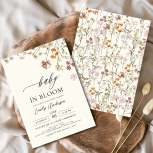 Wildblomma Baby i Bloom Baby Shower Terracotta in Inbjudningar