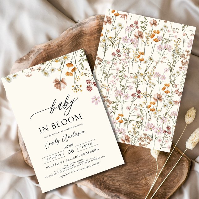 Wildblomma Baby i Bloom Baby Shower Terracotta in Inbjudningar (Skapare uppladdad)