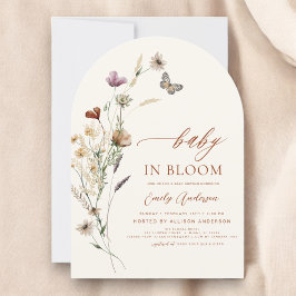 Wildblomma Baby i Bloom Baby Shower Terracotta Inbjudningar