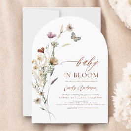 Wildblomma Baby i Bloom Baby Shower Terracotta Inbjudningar