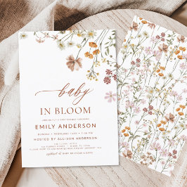 Wildblomma Baby i Bloom Baby Shower Terracotta Inbjudningar