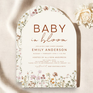 Wildblomma Baby i Bloom Baby Shower Terracotta Inbjudningar
