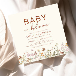 Wildblomma Baby i Bloom Baby Shower Terracotta Inbjudningar