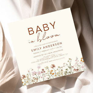 Wildblomma Baby i Bloom Baby Shower Terracotta Inbjudningar