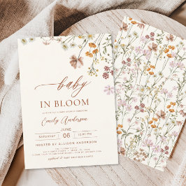 Wildblomma Baby i Bloom Baby Shower Terracotta Inbjudningar