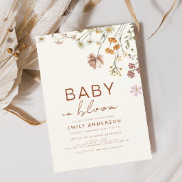 Wildblomma Baby i Bloom Baby Shower Terracotta Inbjudningar
