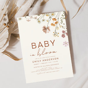 Wildblomma Baby i Bloom Baby Shower Terracotta Inbjudningar