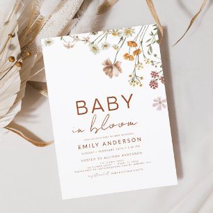 Wildblomma Baby i Bloom Baby Shower Terracotta Inbjudningar