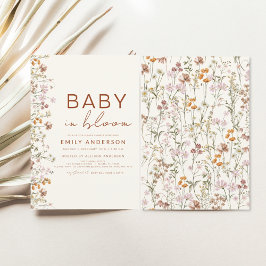 Wildblomma Baby i Bloom Baby Shower Terracotta Inbjudningar