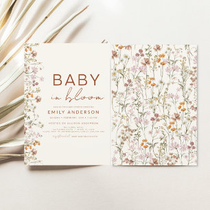 Wildblomma Baby i Bloom Baby Shower Terracotta Inbjudningar