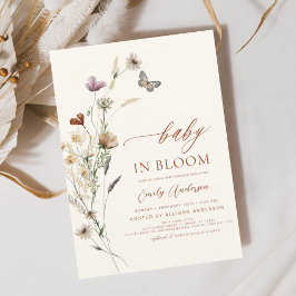 Wildblomma Baby i Bloom Baby Shower Terracotta Inbjudningar