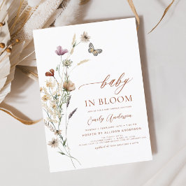 Wildblomma Baby i Bloom Baby Shower Terracotta Inbjudningar
