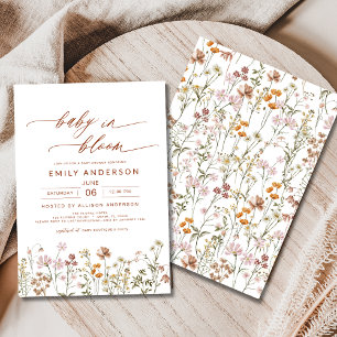 Wildblomma Baby i Bloom Baby Shower Terracotta Inbjudningar