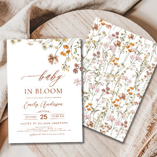 Wildblomma Baby i Bloom Baby Shower Terracotta Inbjudningar