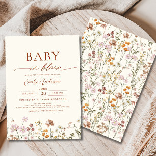 Wildblomma Baby i Bloom Baby Shower Terracotta Inbjudningar