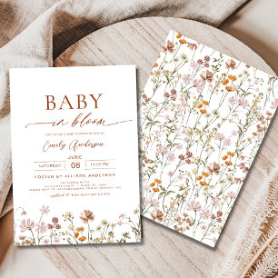 Wildblomma Baby i Bloom Baby Shower Terracotta Inbjudningar