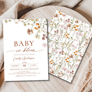 Wildblomma Baby i Bloom Baby Shower Terracotta Inbjudningar