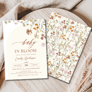 Wildblomma Baby i Bloom Baby Shower Terracotta Inbjudningar