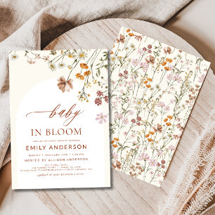 Wildblomma Baby i Bloom Baby Shower Terracotta Inbjudningar