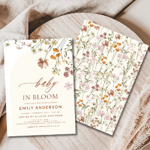 Wildblomma Baby i Bloom Baby Shower Terracotta Inbjudningar