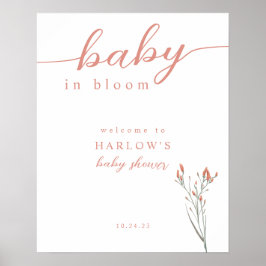 Wildblomma Baby i Bloom Baby Shower Välkomstskylt Poster