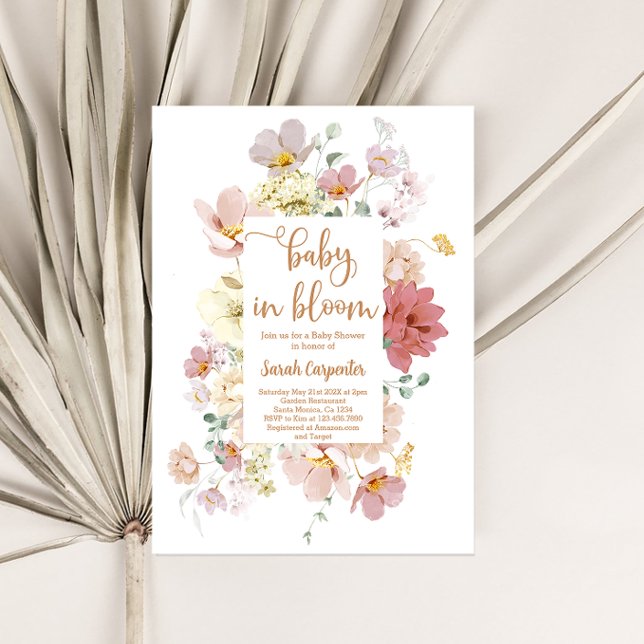 Wildblomma baby i Bloom babyduschflicka Inbjudningar (Skapare uppladdad)