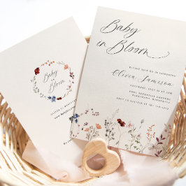Wildblomma Baby i Bloom Blommigt Baby Shower Inbjudningar