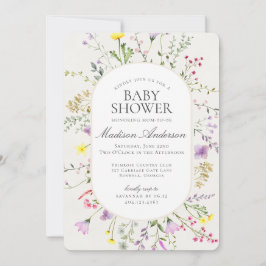 Wildblomma Baby i Bloom Blommigt Baby Shower Inbjudningar