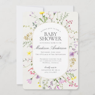 Wildblomma Baby i Bloom Blommigt Baby Shower Inbjudningar