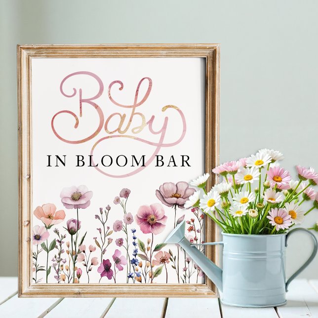 Wildblomma Baby i Bloom Bloom Pub Poster - Dusty (Baby Shower Sign)