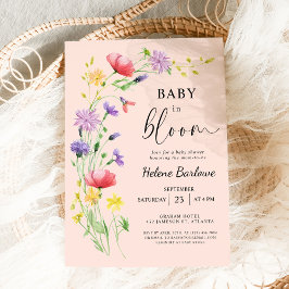 Wildblomma Baby i Bloom Boho Garden Baby Shower Inbjudningar