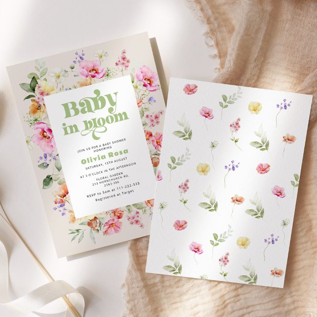 Wildblomma baby i bloom flicka dusch inbjudningar (Skapare uppladdad)