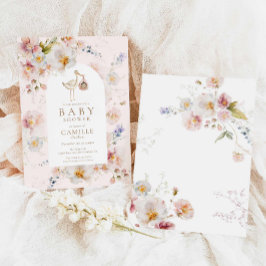 Wildblomma Baby i Bloom Girl Baby Shower Inbjudningar