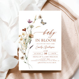 Wildblomma Baby i Bloom Terracotta Baby Shower Inbjudningar