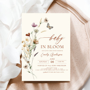 Wildblomma Baby i Bloom Terracotta Baby Shower Inbjudningar