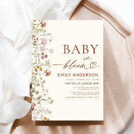 Wildblomma Baby i Bloom Terracotta Baby Shower Inbjudningar
