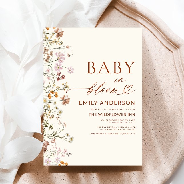 Wildblomma Baby i Bloom Terracotta Baby Shower Inbjudningar (Skapare uppladdad)