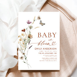 Wildblomma Baby i Bloom Terracotta Baby Shower Inbjudningar
